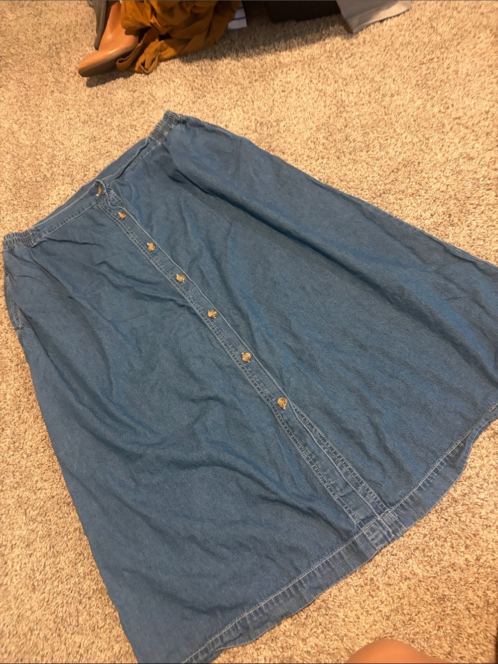 Bobbie Brooks Blue Denim Button-Front Midi Skirt